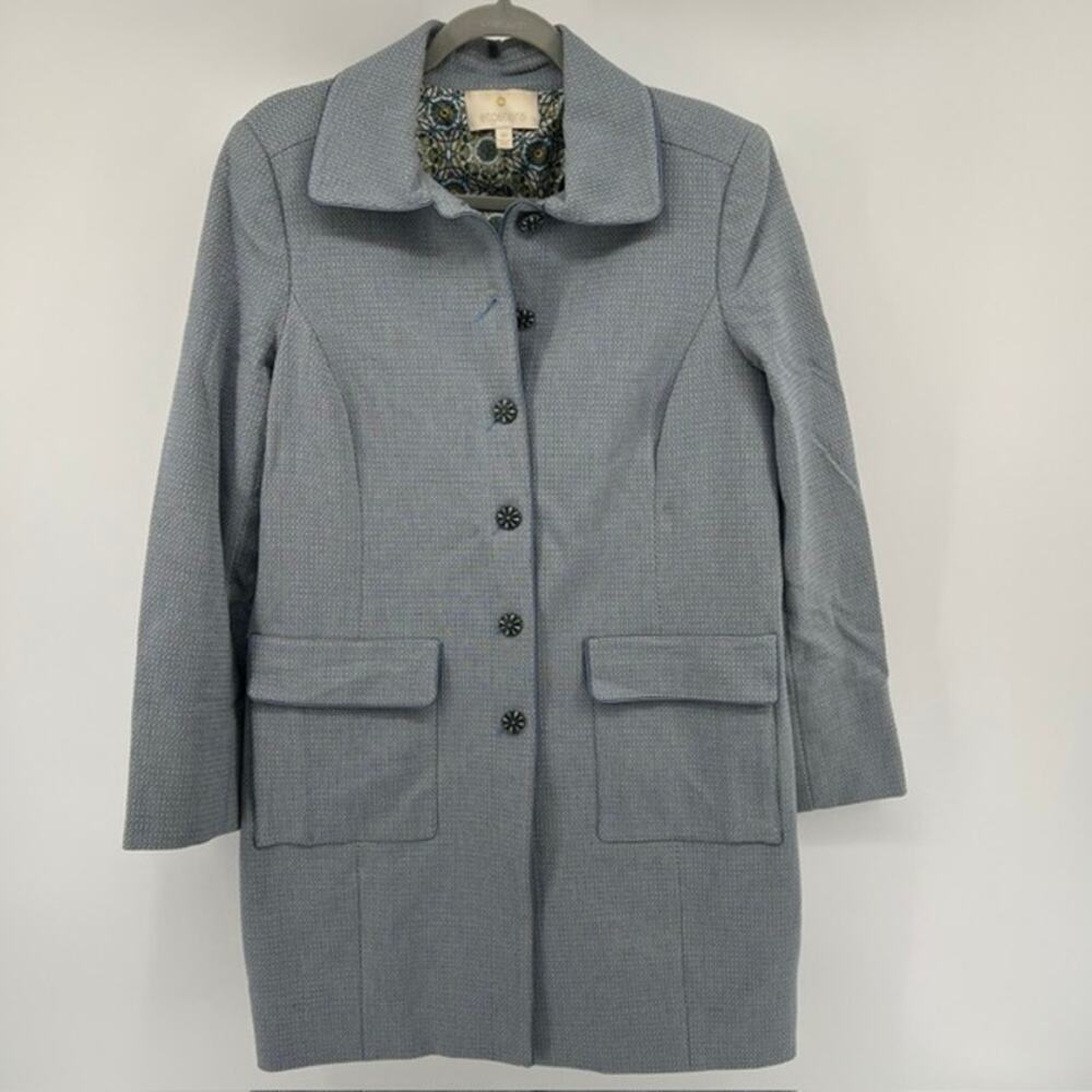 Etcetera Mid Length Peacoat Womens 10 Textured Baby Blue Buttons VintageInspired